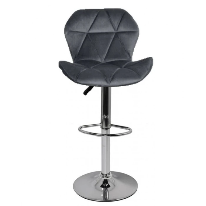 Барний стілець зі спинкою Bonro B-087 велюр сірий
