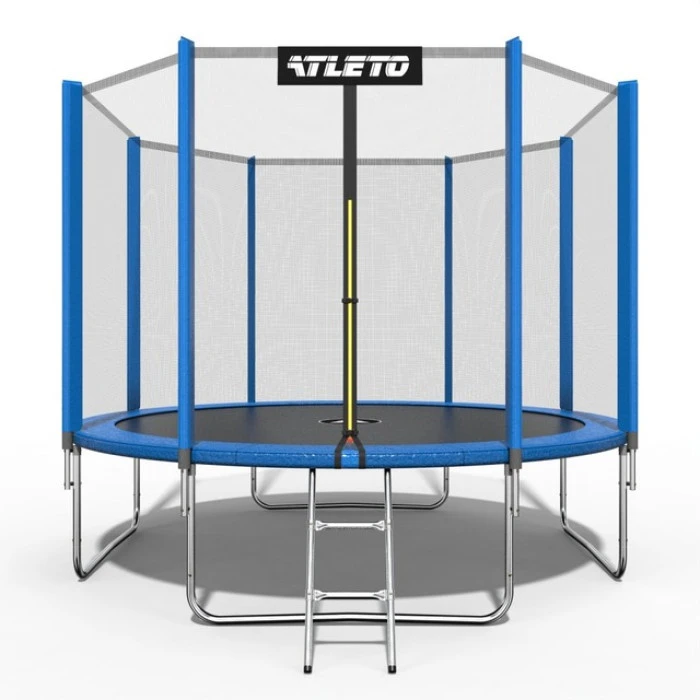Батут дитячий з сіткою та драбинкою 404 см Atleto синій