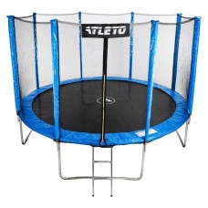 Батут дитячий з сіткою та драбинкою 404 см Atleto синій