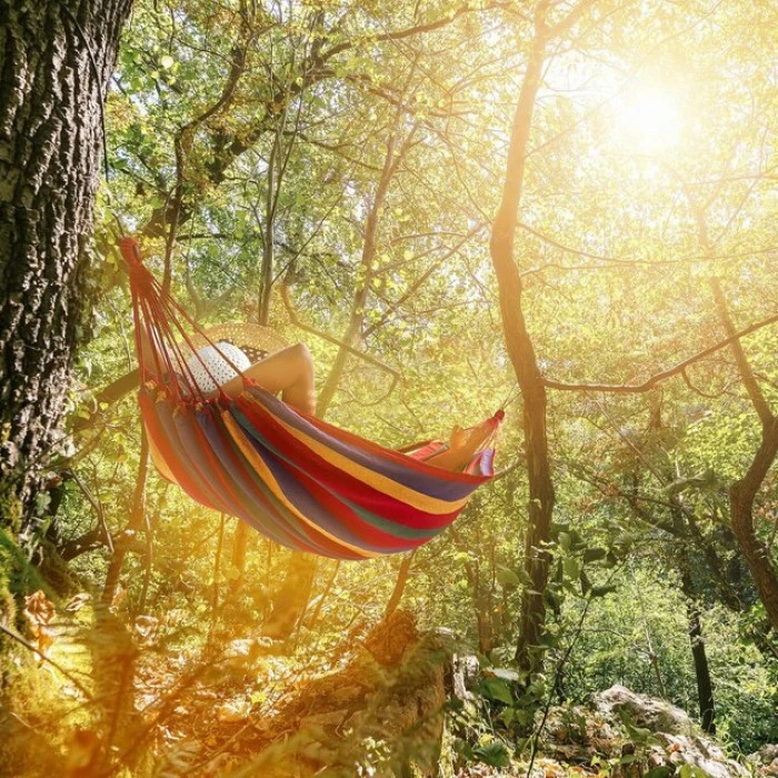 Гамак двомісний підвісний з тканини 270х150 Bonro B-091 червоний + чохол 120 кг