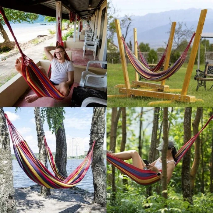 Гамак двомісний підвісний з тканини 270х150 Bonro B-091 червоний + чохол 120 кг