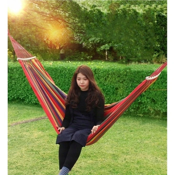 Гамак двомісний підвісний з тканини 270х150 Bonro B-091 червоний + чохол 120 кг