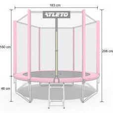 Батут дитячий з сіткою та драбинкою 183 см Atleto рожевий