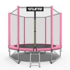 Батут дитячий з сіткою та драбинкою 183 см Atleto рожевий