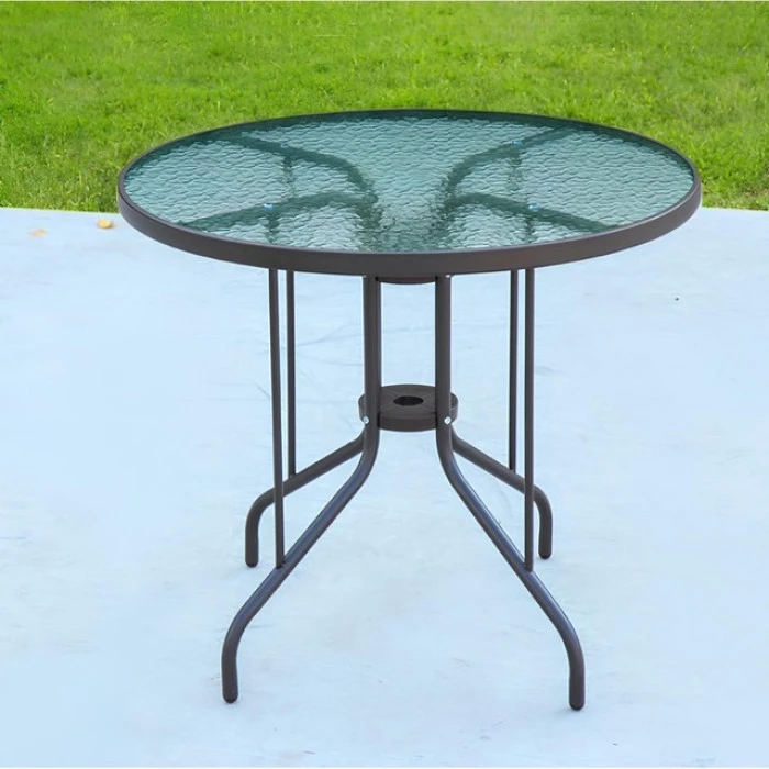 Стол стеклянный садовый для террасы балкона Bonro B-90 черный