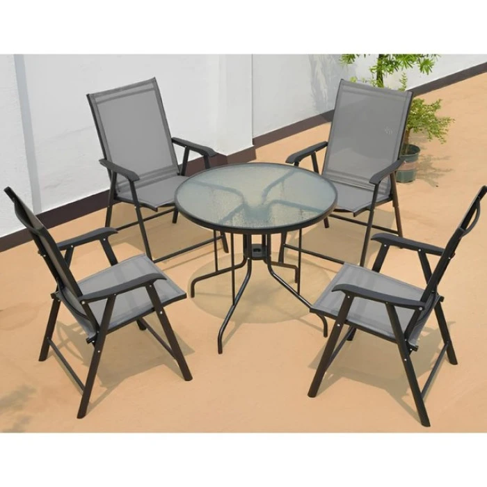 Стол стеклянный садовый для террасы балкона Bonro B-90 черный