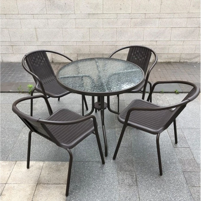 Стол стеклянный садовый для террасы балкона Bonro B-90 черный