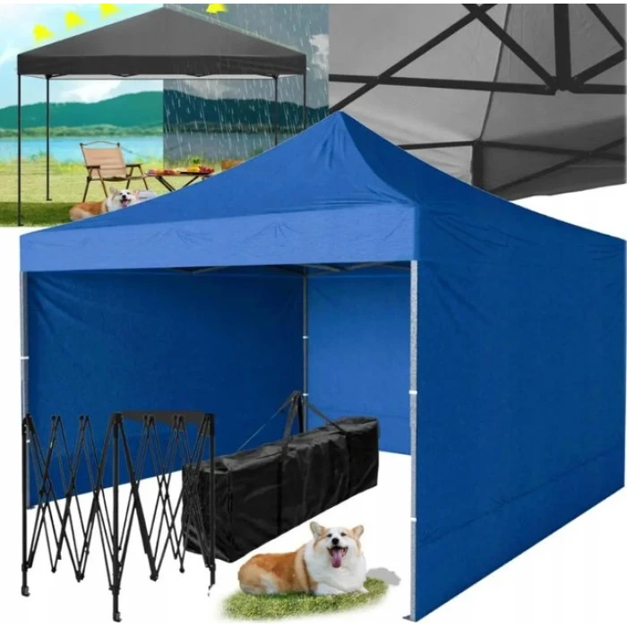 Намет павільйон розсувний з стінками 3 х 3 м Bonro B-9004 синій + сумка