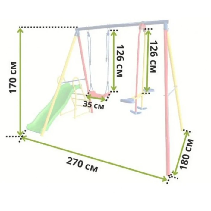 Детский игровой комплекс 2 качели и горка Spoko SP-S03 разноцветная