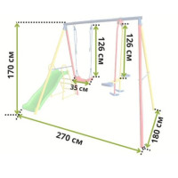 Детский игровой комплекс 2 качели и горка Spoko SP-S03 разноцветная