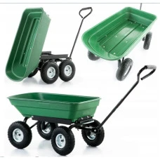 Садовий візок тачка самоскид 4-колісний 55 л Siker TC2145 (200 кг) зелений