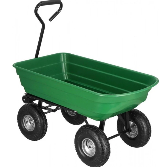 Садовий візок тачка самоскид 4-колісний 55 л Siker TC2145 (200 кг) зелений
