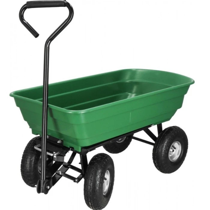 Садовий візок тачка самоскид 4-колісний 55 л Siker TC2145 (200 кг) зелений