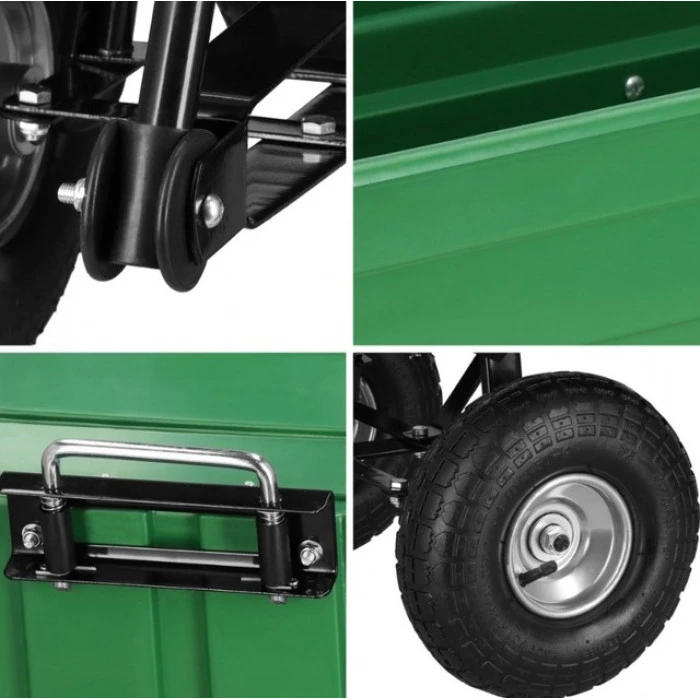 Садовий візок тачка самоскид 4-колісний 55 л Siker TC2145 (200 кг) зелений