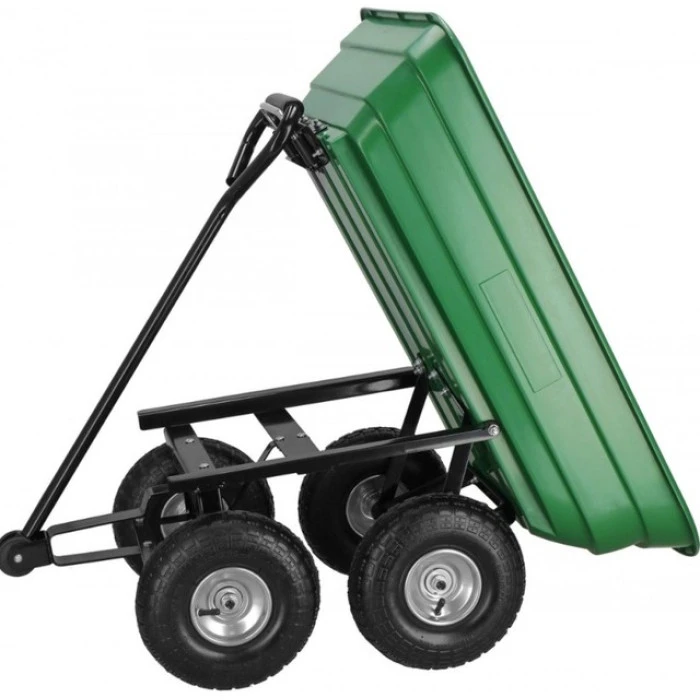Садовий візок тачка самоскид 4-колісний 55 л Siker TC2145 (200 кг) зелений