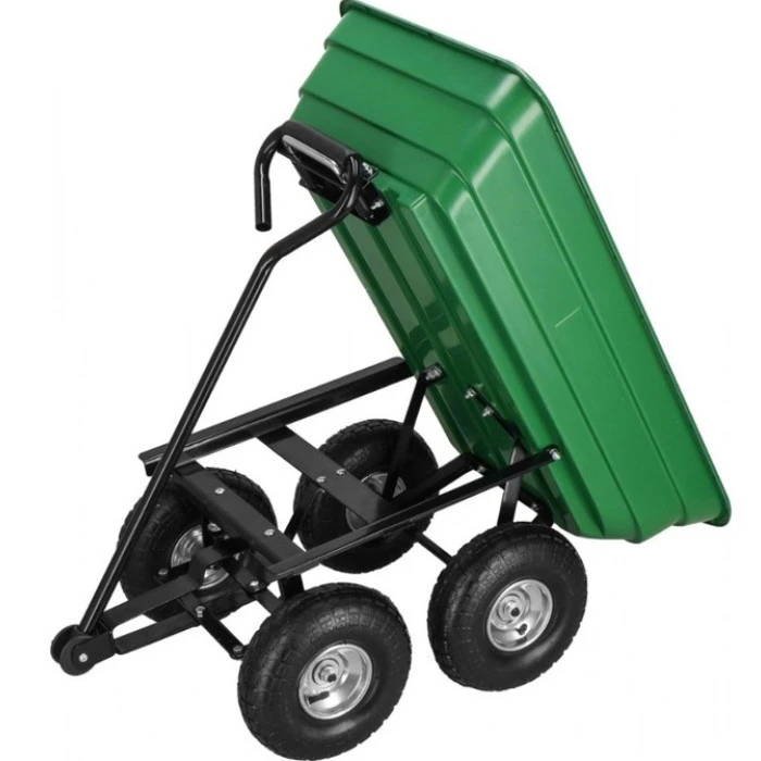 Садовий візок тачка самоскид 4-колісний 55 л Siker TC2145 (200 кг) зелений