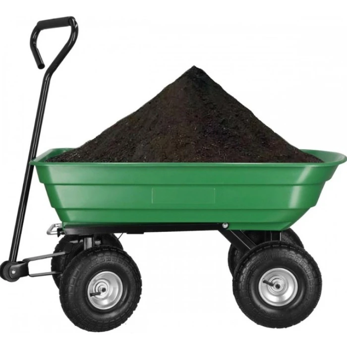Садовий візок тачка самоскид 4-колісний 55 л Siker TC2145 (200 кг) зелений