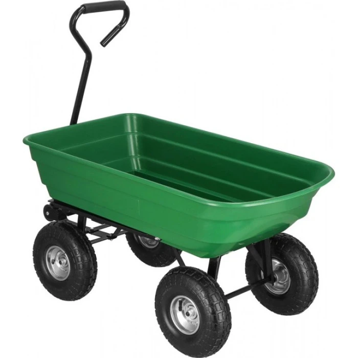 Садовий візок тачка самоскид 4-колісний 55 л Siker TC2145 (200 кг) зелений