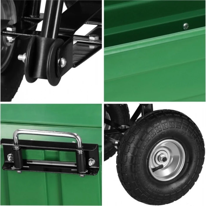 Садовий візок тачка самоскид 4-колісний 55 л Siker TC2145 (200 кг) зелений