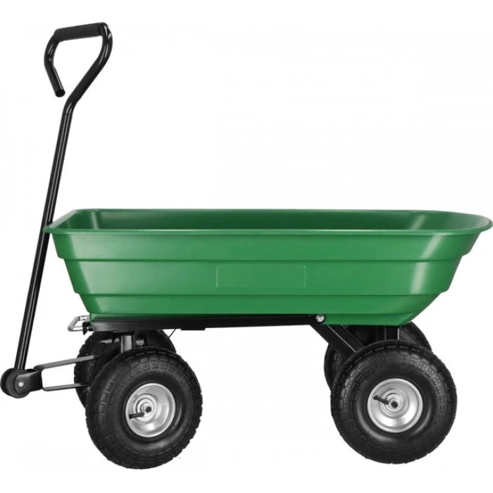 Садовий візок тачка самоскид 4-колісний 55 л Siker TC2145 (200 кг) зелений