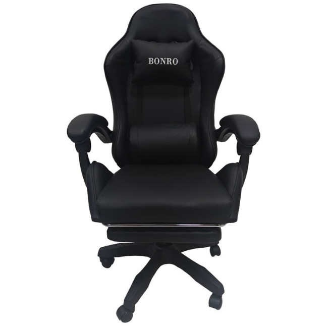 Кресло геймерское Bonro B-945 черное с подставкой для ног