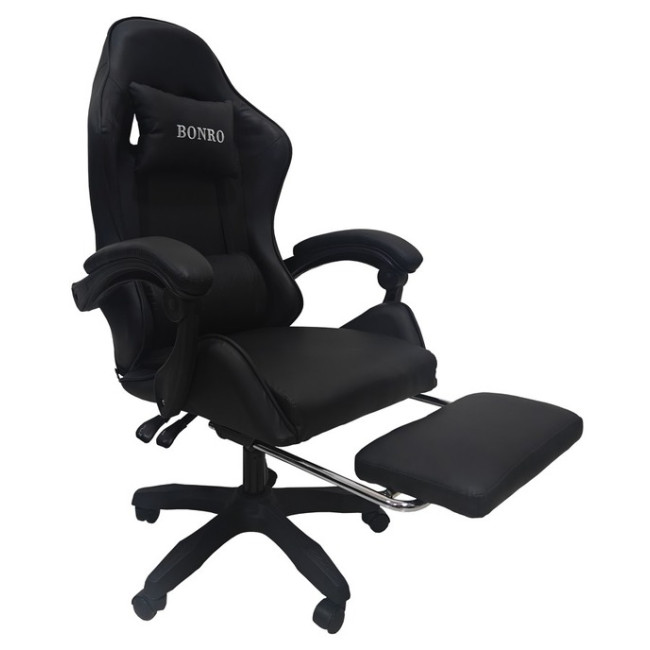 Кресло геймерское Bonro B-945 черное с подставкой для ног