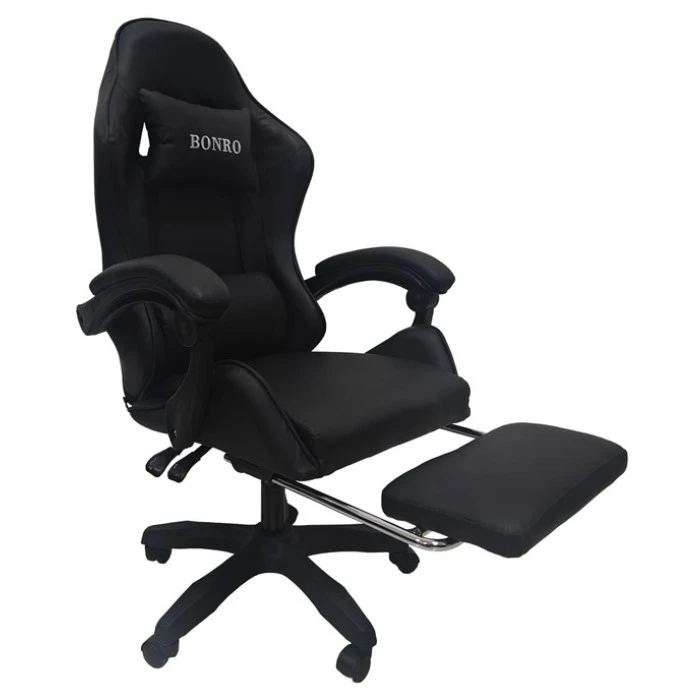 Крісло геймерське Bonro B-945 чорне з підставкою для ніг