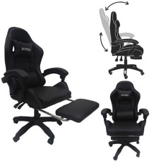 Кресло геймерское Bonro B-945 черное с подставкой для ног