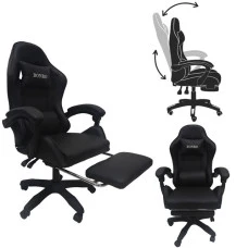 Крісло геймерське Bonro B-945 чорне з підставкою для ніг