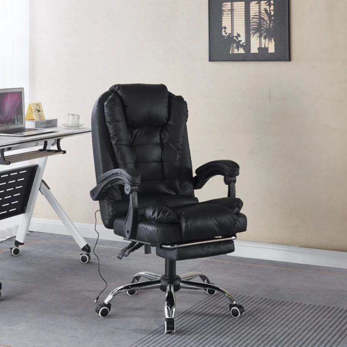 Крісло офісне з масажем та підставкою для ніг Bonro B-6071 чорне
