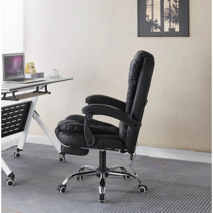 Крісло офісне з масажем та підставкою для ніг Bonro B-6071 чорне