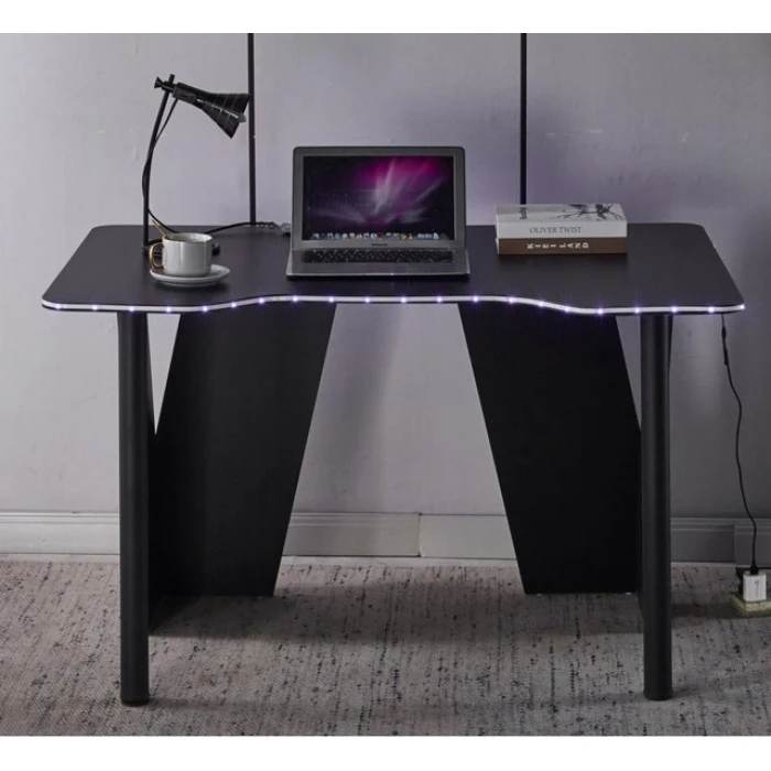 Геймерський ігровий комп'ютерний стіл з підсвіткою 120 см Bonro B-13 чорний RGB LED