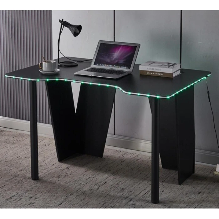 Геймерський ігровий комп'ютерний стіл з підсвіткою 120 см Bonro B-13 чорний RGB LED
