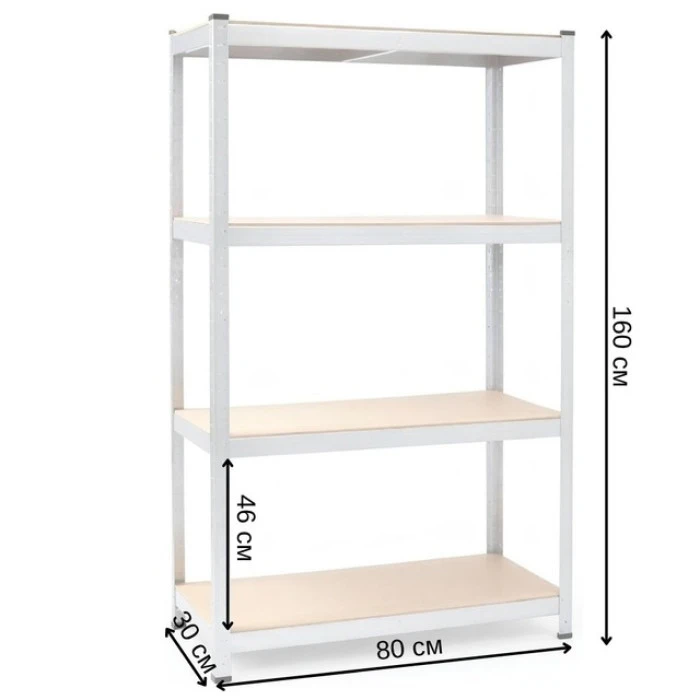 Стелаж металевий 160х80х30 см Siker G8030 4 полиці