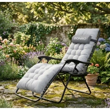 Подушка матрац для шезлонга 155х55х5 Bonro B-02 сіра