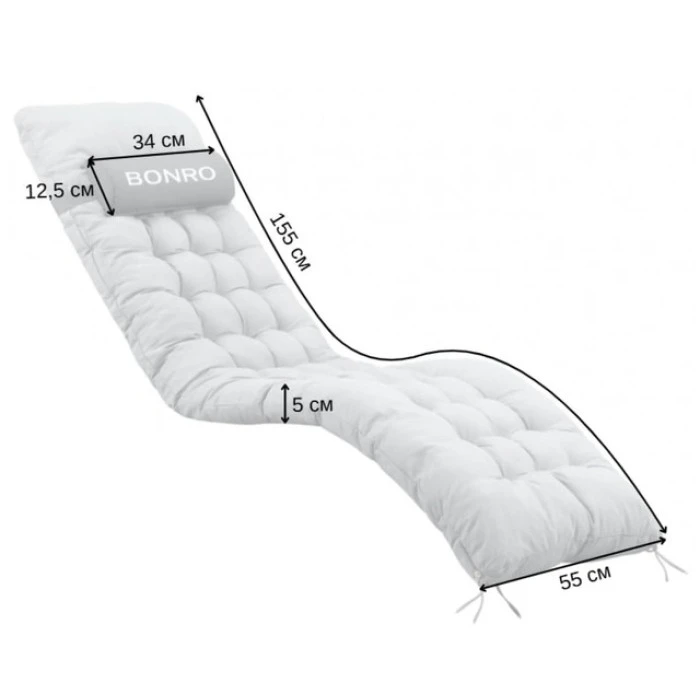 Подушка матрац для шезлонга 155х55х5 Bonro B-02 сіра