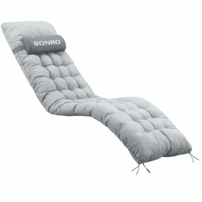 Подушка матрац для шезлонга 155х55х5 Bonro B-02 сіра