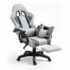 Крісло геймерське з тканини Bonro B-146 сіре з підставкою для ніг