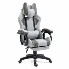 Крісло геймерське з тканини Bonro B-146 сіре з підставкою для ніг