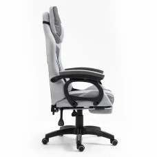 Крісло геймерське з тканини Bonro B-146 сіре з підставкою для ніг