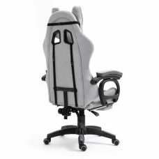 Крісло геймерське з тканини Bonro B-146 сіре з підставкою для ніг