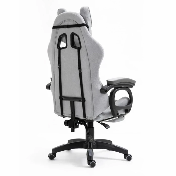 Крісло геймерське з тканини Bonro B-146 сіре з підставкою для ніг