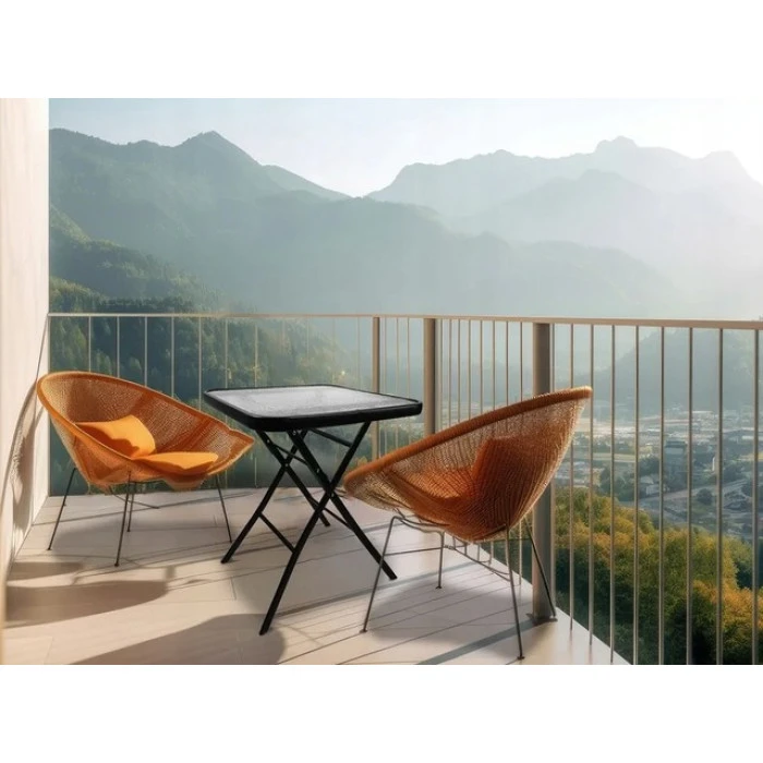 Стіл скляний розкладний квадратний Bonro B-60х60 см чорний