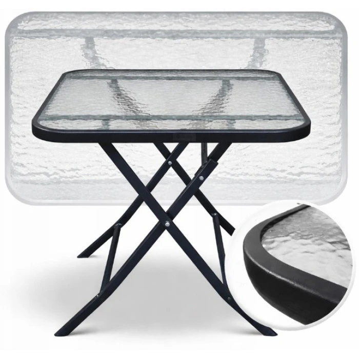 Стіл скляний розкладний квадратний Bonro B-60х60 см чорний