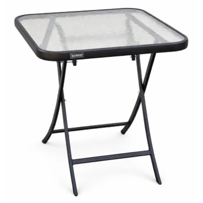Стіл скляний розкладний квадратний Bonro B-60х60 см чорний
