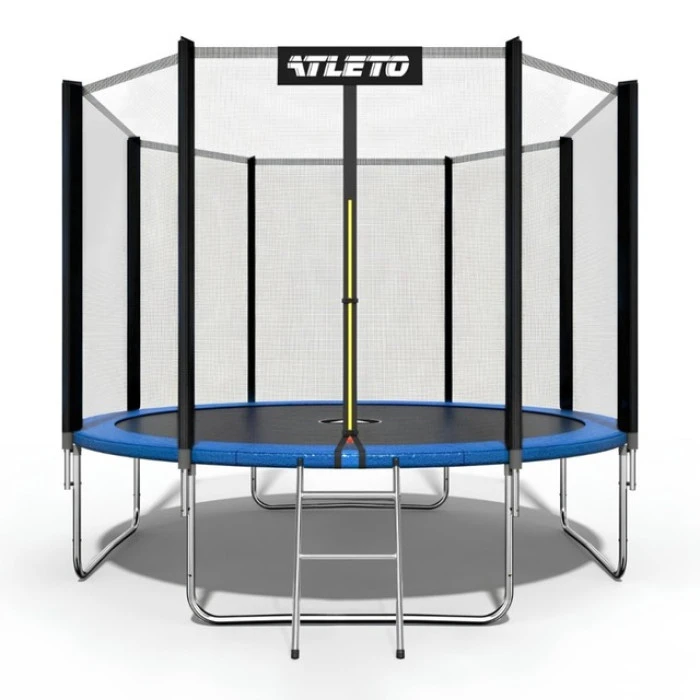 Батут детский с сеткой и стремянкой 435 см Atleto + подарок мячик