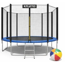 Батут дитячий з сіткою та драбинкою 435 см Atleto + подарунок м'ячик