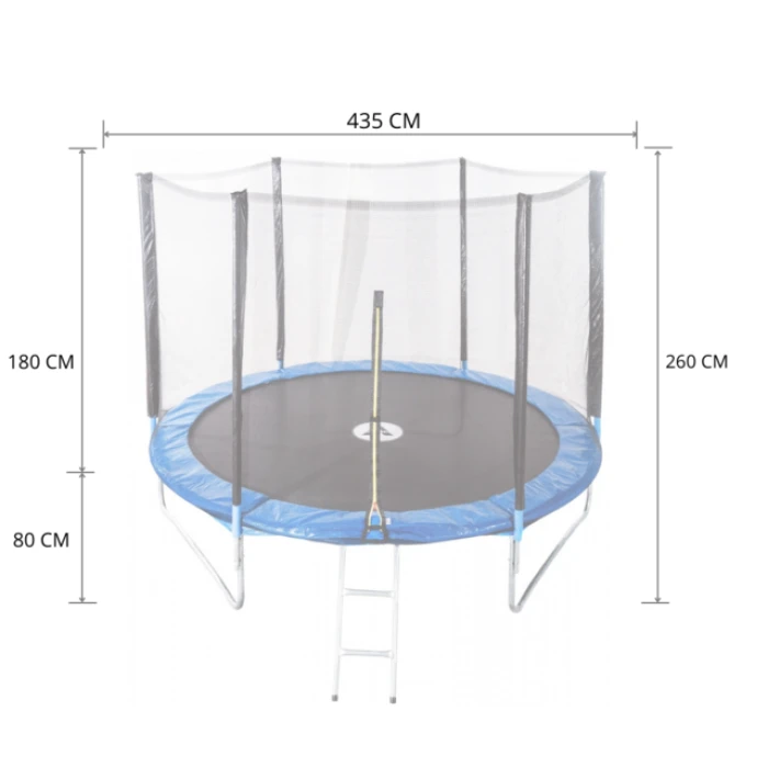 Батут детский с сеткой и стремянкой 435 см Atleto + подарок мячик