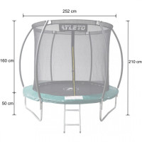 Батут детский 252 см с внутренней сеткой и стремянкой Atleto зеленый