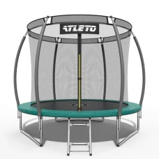 Батут детский 252 см с внутренней сеткой и стремянкой Atleto зеленый